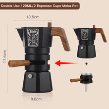 Bincoo 120ML/2 Cup Stovetop Espresso Maker Double Valve Moka Pot with Thermostat Extractor,Italian Espresso Moka Pot with Powder Dispenser and Filter Paper for Home(Black)