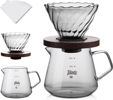 Bincoo Pour Over Coffee Maker Set - 600ML Glass Drip Coffee Pot,Coffee Server Set with Glass Dripper and 50PCS Paper Filter