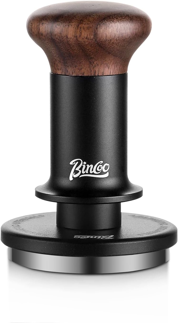 Espresso Tamper 51mm - Spring Loaded Coffee Tamper with Stainless Steel Base and Walnut Handle for Café,Tamped Perfection,Quality Brews at Home