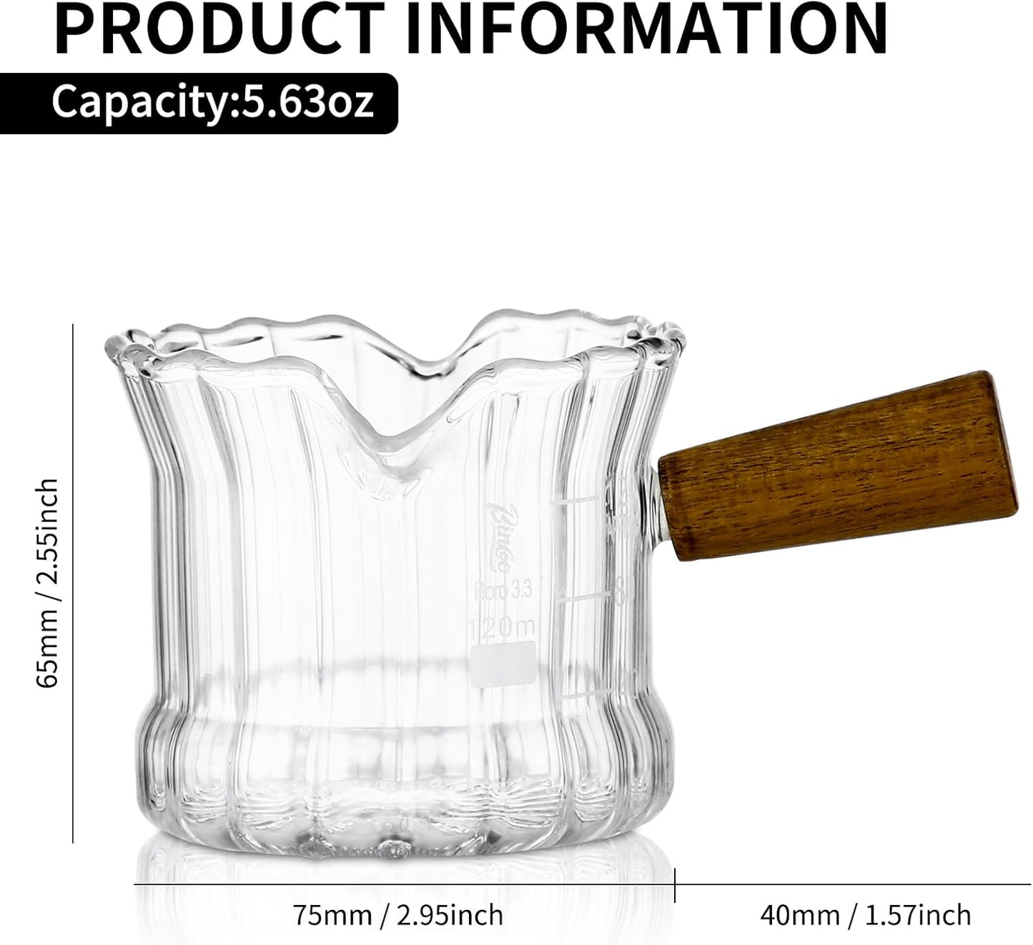 Espresso Shot Glass, 120 ML Espresso Cups with Handle and Dual-Scale, Espresso Shot Glass with V-Shaped Mouth