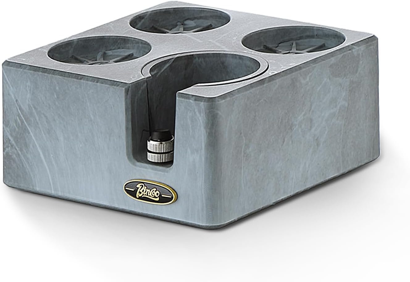 Bincoo Multifunction Espresso Tamper Station 4 Holes,Adjustable Height Espresso Coffee Organizer Box Fit for Storage 51, 53, 58MM Espresso Tamper,Coffee Tamper Holder (Marble White)