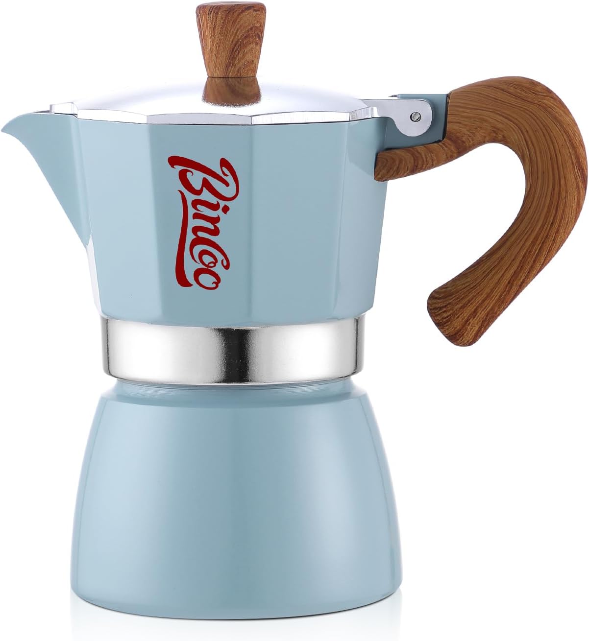 Bincoo Espresso Maker Stovetop, Moka Pot 6 Cups, Espresso Pot Classic Italian Coffee Maker,Single Safety Valve (White, 6 Cup)