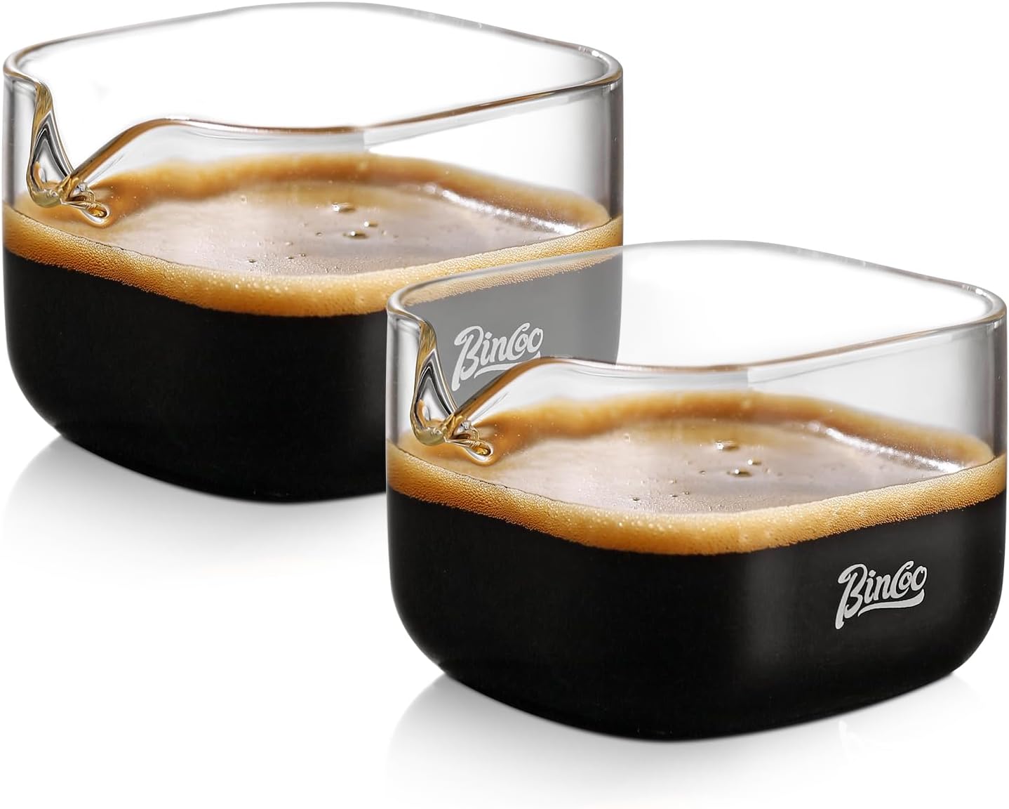 Bincoo Espresso Cups 2-Pack, Espresso Measuring Cup, Espresso Shot Glass V-shape, Espresso Accessories, Glass Measuring Cup, Clear