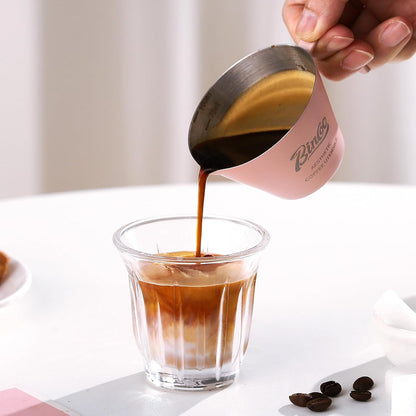 Stainless Steel Espresso Cup,3oz Espresso Shot Cup with V-shaped Spout,Metal Measuring Cup with Handle