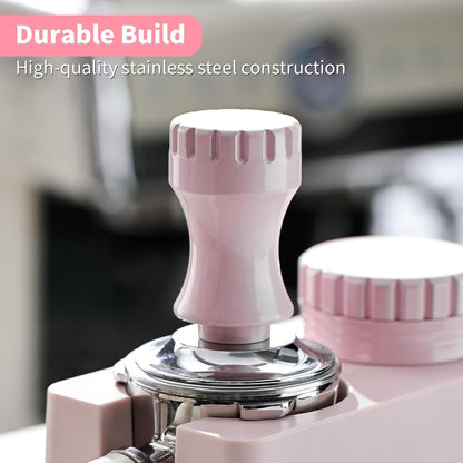 Bincoo 58mm Coffee Tamper Pink Color Premium Espresso Coffee Tamper with Calibrated Spring Loaded Flat Stainless Steel Base, Constant 30lb Espresso Machine Accessories