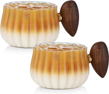 Bincoo Iced Coffee Cups Set of 2,Clear Glass Coffee Mug Set Latte Glasses,250ml Cappuccino Mugs Espresso Coffee Cups with Handle