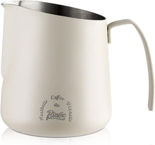 Milk Frothing Pitcher 500ML - Espresso Steaming Pitcher with Large Handle and Scale,Stainless Steel Milk Frothing Cup for Cappuccino, Latte Art,Coffee Machine Accessories (White)