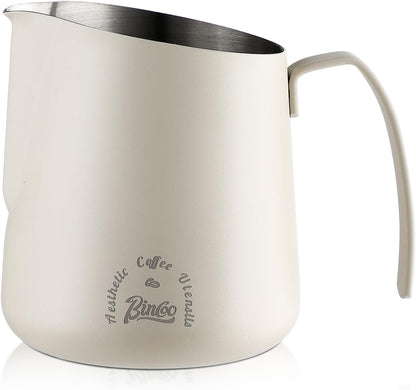 Milk Frothing Pitcher 500ML - Pink Espresso Steaming Pitcher, Stainless Steel Coffee Milk Frothing Cup with Large Handle and Scale, Espresso Machine Accessories for Barista