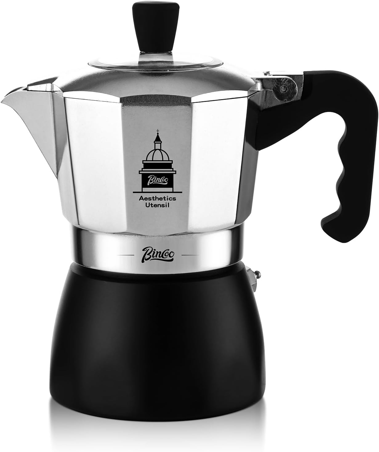 Stovetop Espresso Maker,Classic Aluminum Italian Coffee Maker,2Cups Moka Pot for Italian and Cuban Café Brewing, Double Valve Extraction (Red Black, 2 Cups)