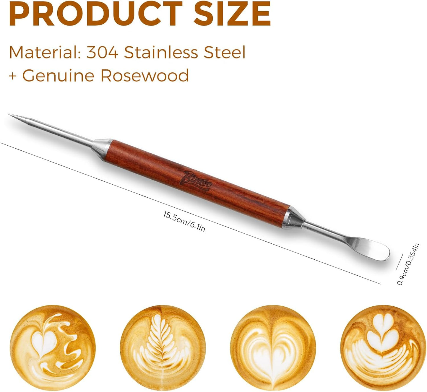 Bincoo Latte Art Pen for Coffee - Professional 2-in-1 Etching Tool for Beginners & Baristas - Engraver for Cappuccino, Milk Foam, Matcha, Ice Cream - Best Gift