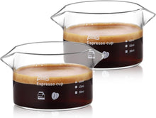 Espresso Shot Glass 2 Pack - 3oz Barista Espresso Cups with Double Spout, 90ML Clear Espresso Shots Cup Set of 2