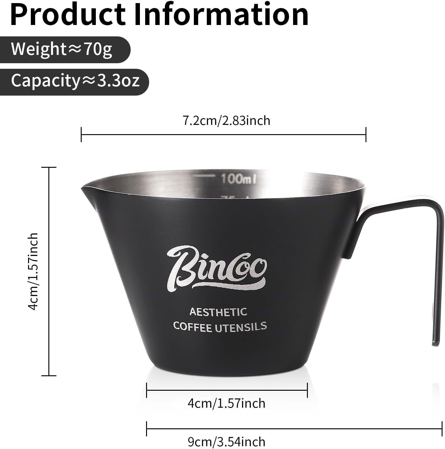 Pink Espresso Measuring Cup with Handle - 2 Pack Stainless Steel Espresso Pouring Cup with Double Spout,100ML Espresso Shot Cup for Coffee Bean,Tomato,Sauce,Milk