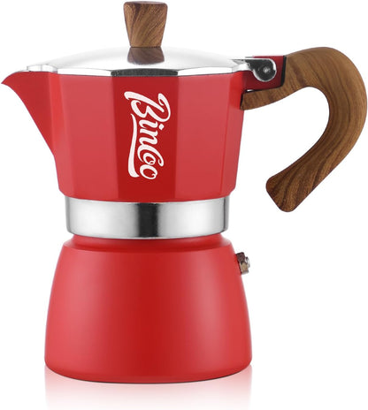 Bincoo Espresso Maker Stovetop, Moka Pot 6 Cups, Espresso Pot Classic Italian Coffee Maker,Single Safety Valve (White, 6 Cup)