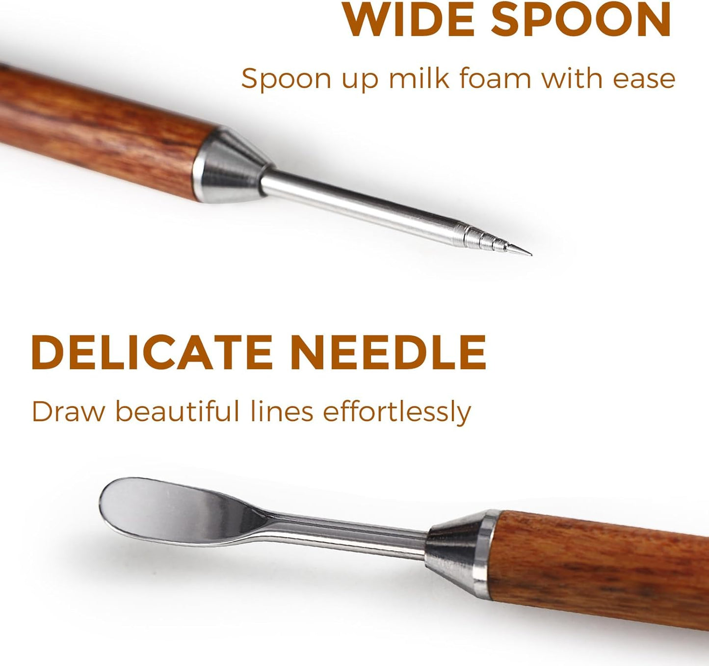 Bincoo Latte Art Pen for Coffee - Professional 2-in-1 Etching Tool for Beginners & Baristas - Engraver for Cappuccino, Milk Foam, Matcha, Ice Cream - Best Gift