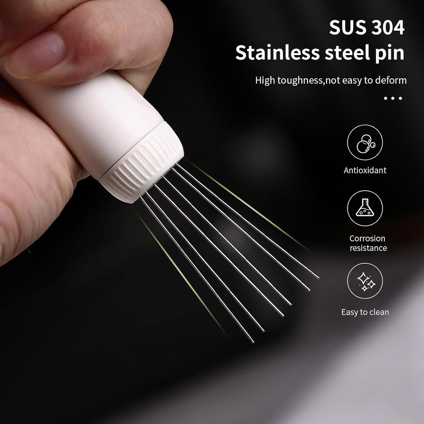 WDT Espresso Distribution Tool - Magnetic Espresso Stirrer Tool with Stainless Steel Retractable Needles, Coffee Needle Distribution Stirrer for Barista (Pure White)