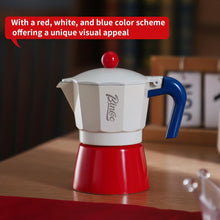 Bincoo Small Moka Pot, Stovetop Espresso Maker - Traditional Italian Coffee Brewer for Home, Camping, Stovetop, & Portable Use, 2 Cup (redwhite)