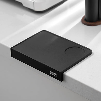 Espresso Tamping Mat,Black Corner Coffee Tamper Mat,Silicone Espresso Pad with Corner Edge Tamp Support Station for Barista Tools