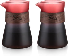 2-Pack 16OZ Borosilicate Glass Coffee Pour Over Kettles – Gradient Purple, Wood Handle, V-Spout for Drip-Free Pouring, Heat-Resistant, Perfect for Home & Gifts