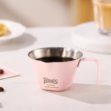 Pink Espresso Measuring Cup with Handle - 2 Pack Stainless Steel Espresso Pouring Cup with Double Spout,100ML Espresso Shot Cup for Coffee Bean,Tomato,Sauce,Milk