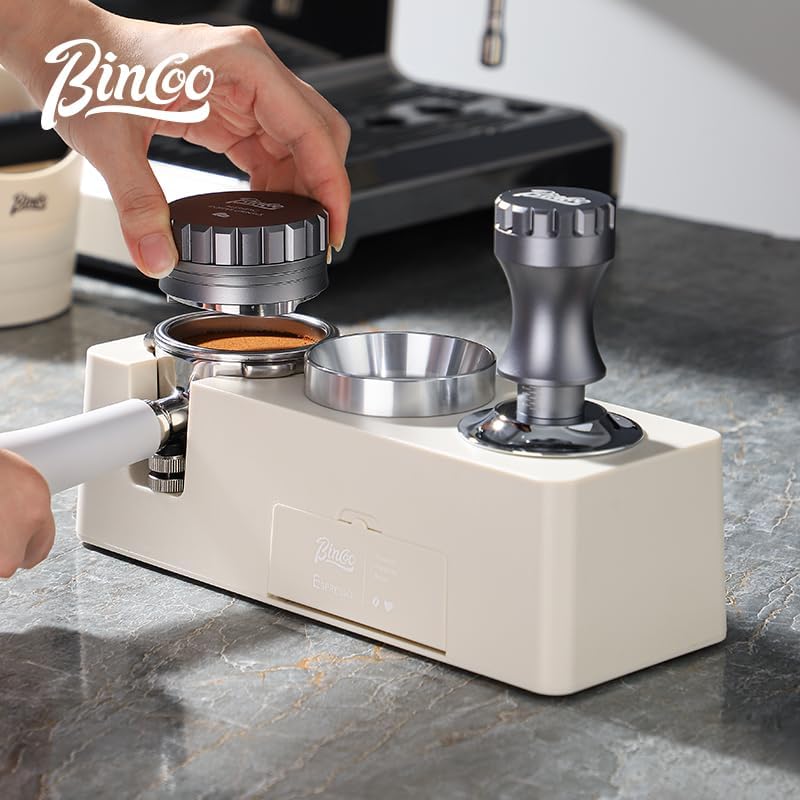 Bincoo GYKF0820 Espresso Tamper 58mm-Consistent Pressure Coffee Tamper for Barista Home,Adjustable Depth,Stainless Steel Base Tamper Espresso Tool Fits 58mm Portafilters(Grey 58mm)
