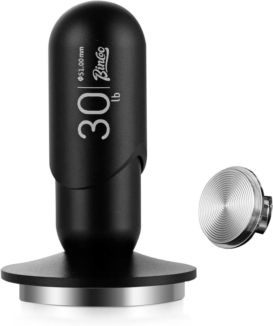 Bincoo Espresso Coffee Tamper 51mm,30lb Spring-Loaded Calibrated Tamper-Stainless Steel Base Espresso Coffee Tamper for Barista Home Coffee Espresso Accessories (Black, 51mm)