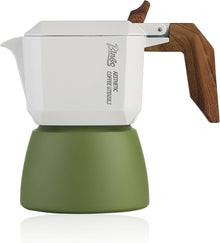 Bincoo Stovetop Espresso Maker, Moka Pot, Italian Coffee Maker Classic Cafe Percolator Maker for Italian Brewing, 2 Espresso Cups (White-Green)