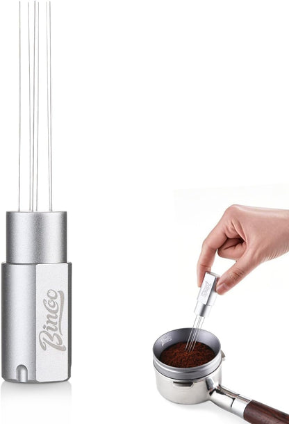 Magnetic WDT Tool - Espresso Stirrer Tool, WDT Espresso Distribution Tool with 6 Stainless Steel Needles and Metal Plate,Easy to Storage and Strong Magnetic