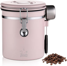 Bincoo Premium Pink Coffee Canister, 1500ml/18oz Large Airtight Stainless Steel Coffee Bean Storage Container with Date Tracker & Scoop (1500ML)