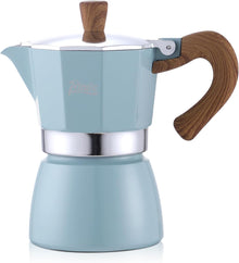 Bincoo Stovetop Espresso Maker - Italian Coffee Maker 5oz, Classic Aluminum Moka Pot for Italian and Cuban Café Brewing, 2-3 Espresso Cup (Blue (150ML))