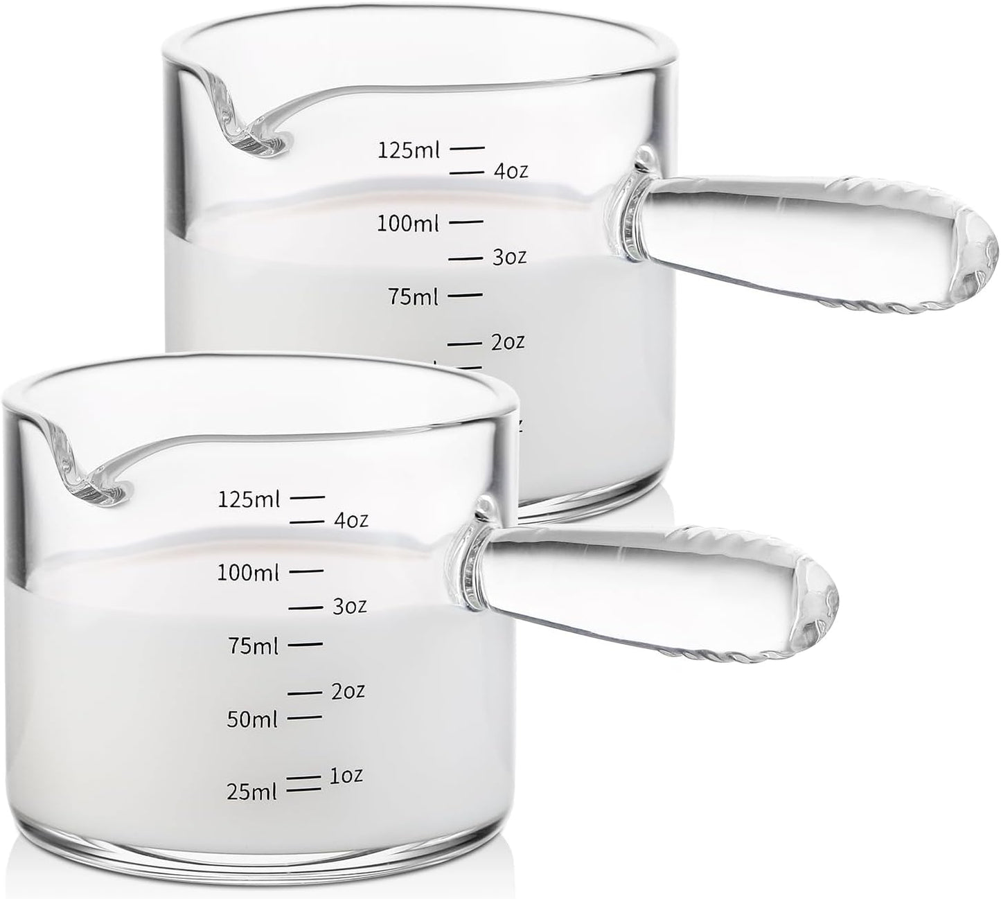 Bincoo Espresso Glass, 150ML Cups with Handle and Dual-Scale, V-Shaped Mouth Measuring Cup, Perfect for Shots and Milk Froth (1)