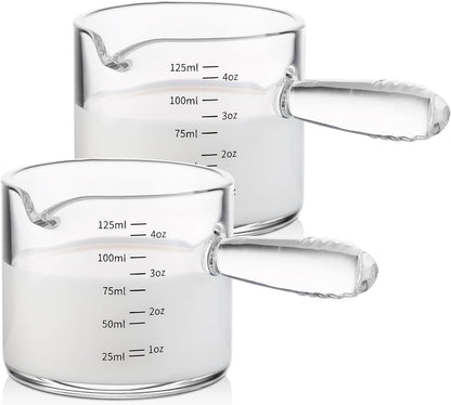 Bincoo Espresso Glass, 150ML Cups with Handle and Dual-Scale, V-Shaped Mouth Measuring Cup, Perfect for Shots and Milk Froth (1)