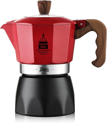 Stovetop Espresso Maker,Classic Aluminum Italian Coffee Maker,2Cups Moka Pot for Italian and Cuban Café Brewing, Double Valve Extraction (Red Black, 2 Cups)