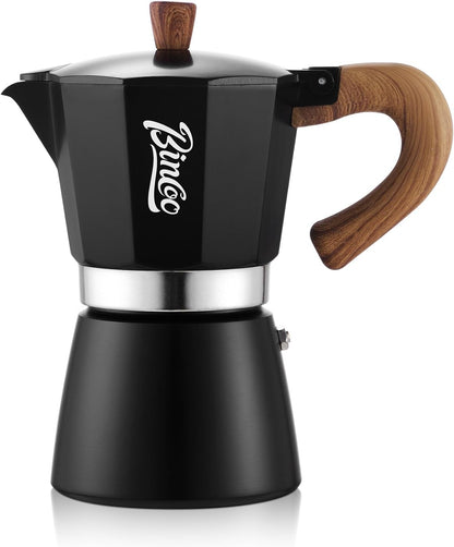 Bincoo Espresso Maker Stovetop, Moka Pot 6 Cups, Espresso Pot Classic Italian Coffee Maker,Single Safety Valve (White, 6 Cup)