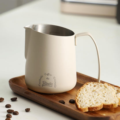 Milk Frothing Pitcher 500ML - Pink Espresso Steaming Pitcher, Stainless Steel Coffee Milk Frothing Cup with Large Handle and Scale, Espresso Machine Accessories for Barista