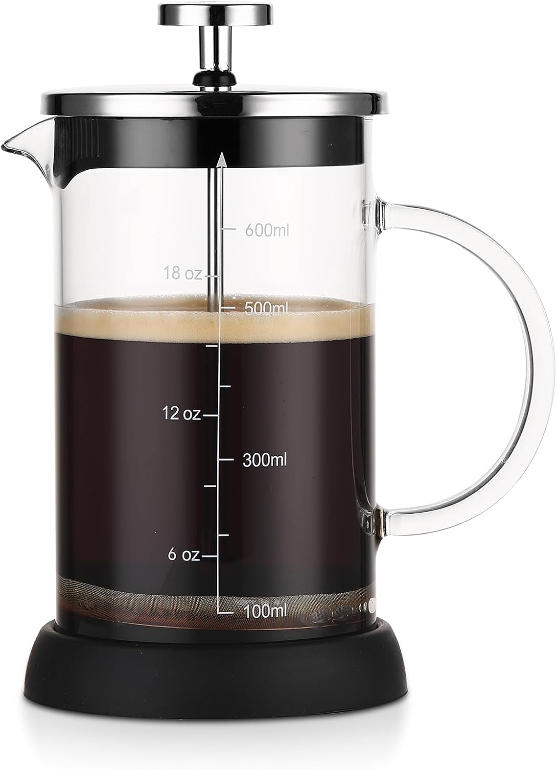 Bincoo French Press Coffee Maker 600ML - Single Layer Borolicate Glass Travel Coffee Press,Tea and Frothed Milk Press, Easy to Use