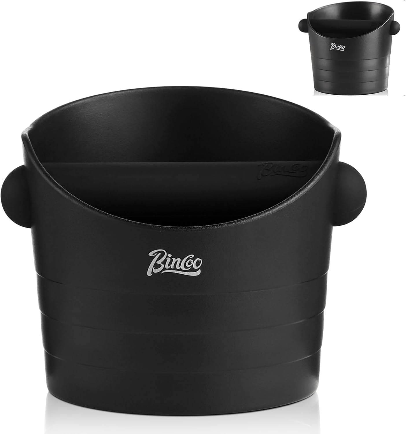Bincoo Coffee Knock Box 6.8 Inch Shock-Coffee Ground Knock Box 1.2L with Removable Knock Bar and Non-Slip Base,Espresso Accessories Suitable for Home & Bar(White)