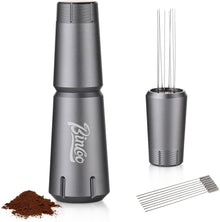 Espresso WDT Tool with Stand - Espresso Coffee Stirrer,Espresso Distribution Tools with Extra 8 Replaceable Needles 0.4mm, Aluminum Alloy Handle (Gray)