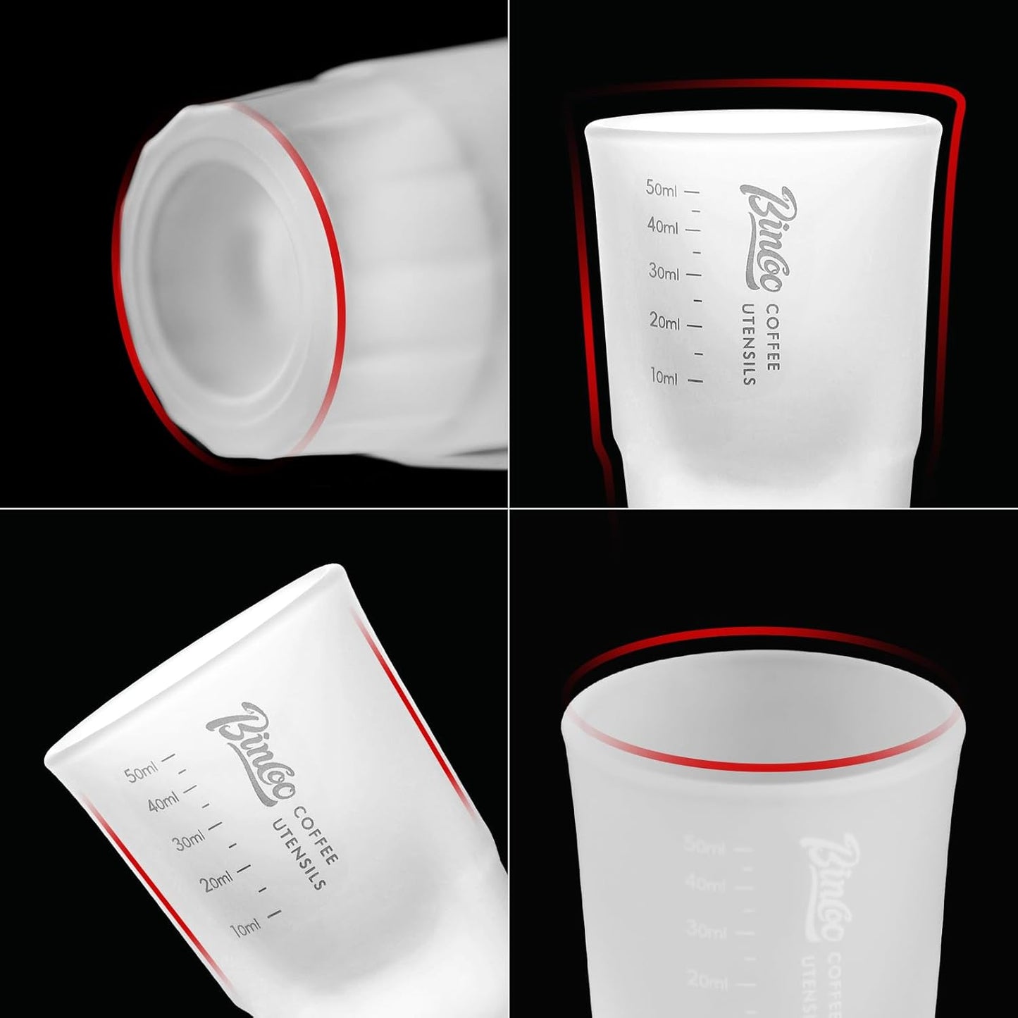 Measuring Shot Glasses 50ML Espresso Measuring Cup - 2 Pieces - Crystal - Frosted Glass, Perfect for Accurate Coffee espresso Alcohol & Ingredient Measuring - Versatile for Kitchen Cafe & Bar Use