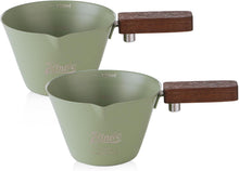 Green Espresso Shot Cup Set of 2,Stainless Steel Espresso Measuring Cup with Wood Handle,120ML Espresoo Coffee Pouring Cup,2 Pack