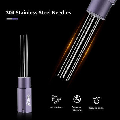 Magnetic WDT Tool - Espresso Stirrer Tool, WDT Espresso Distribution Tool with 6 Stainless Steel Needles and Metal Plate,Easy to Storage and Strong Magnetic