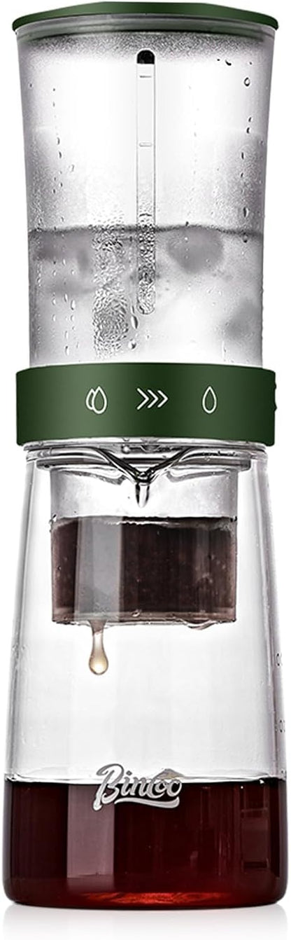 Bincoo GYKF2195 Cold Brew Coffee Maker 450ml-Bincoo High Borosilicate Glass Ice Drip Coffee Brewer,Adjustable Dual-Outlet Drip Speed, Constant Pressure Brewing