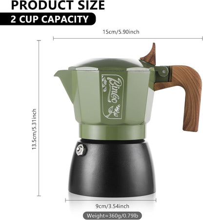Bincoo Small Espresso Maker Stovetop, 2 Cups Moka Pot Espresso Pot Stovetop,120ml Italian Coffee maker for Cappuccino Latte,Cafetera Cubana