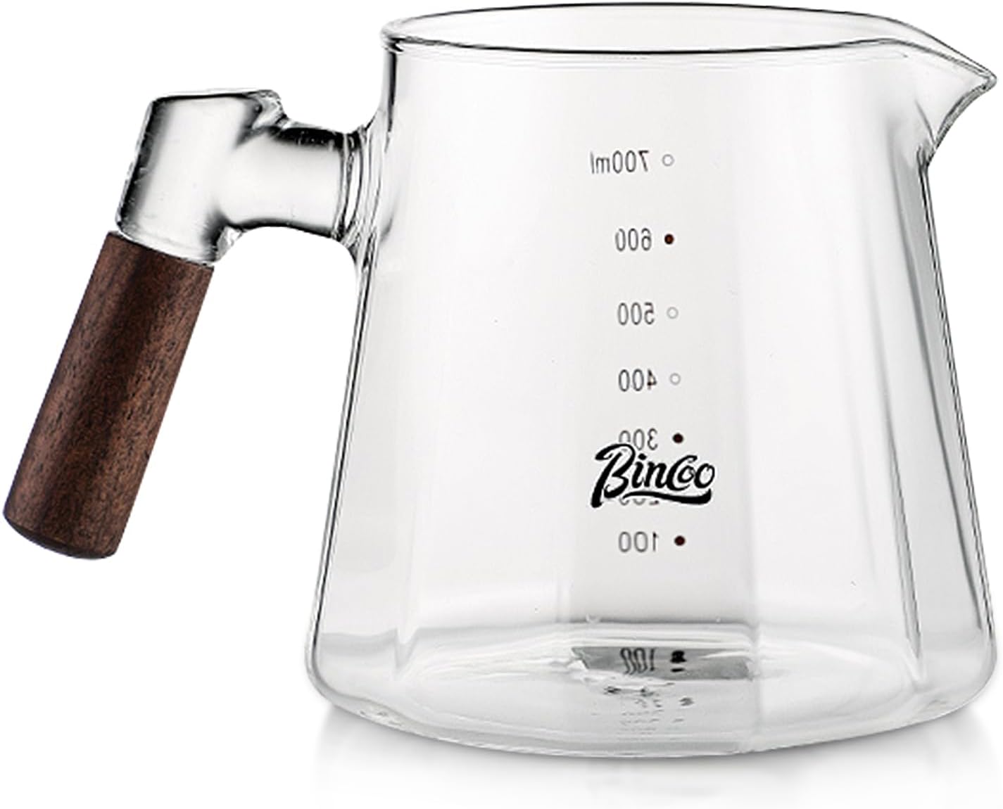 Bincoo GYJ60232 Glass Coffee Server 600ML - Glass Coffee Carafe with Handle, Barista Coffee Server Coffee Pot for Drip Coffee Maker (Gray)