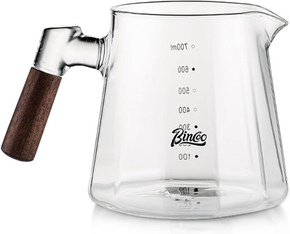 Bincoo GYJ60232 Glass Coffee Server 600ML - Glass Coffee Carafe with Handle, Barista Coffee Server Coffee Pot for Drip Coffee Maker (Gray)