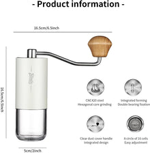 Portable Manual Coffee Bean Grinder - Stainless Steel Conical Burr Hand Coffee Grinder with Adjustable Setting,Double Bearing Hand Espresso Grinder (White)