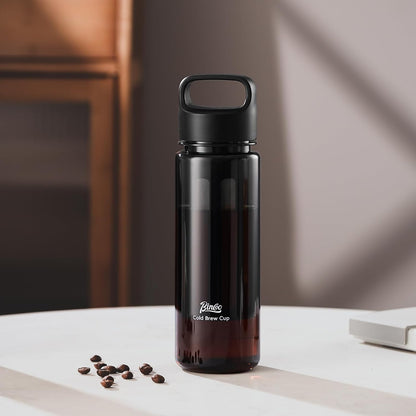 Bincoo GYKF2194 Cold Brew Coffee Maker 15oz, Iced Coffee Maker with Fine Mesh Filter,Cold Brew Travel Cup,Leakproof and Portable Lid (White)