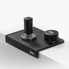 Espresso Tamping Mat,Black Corner Coffee Tamper Mat,Silicone Espresso Pad with Corner Edge Tamp Support Station for Barista Tools