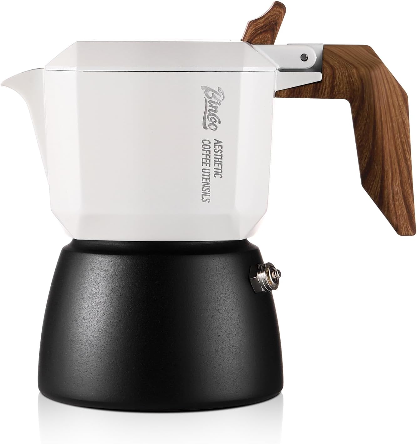 Bincoo Stovetop Espresso Maker, Moka Pot, Italian Coffee Maker Classic Cafe Percolator Maker for Italian Brewing, 2 Espresso Cups (White-Green)