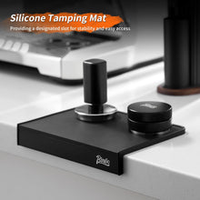 Espresso Tamping Mat,Black Corner Coffee Tamper Mat,Silicone Espresso Pad with Corner Edge Tamp Support Station for Barista Tools