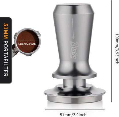 Espresso Coffee Tamper 51mm - Spring Loaded Espresso Tamper, 51mm Espresso Hand Tamper for Barista Home, Stainless Steel Thread Base
